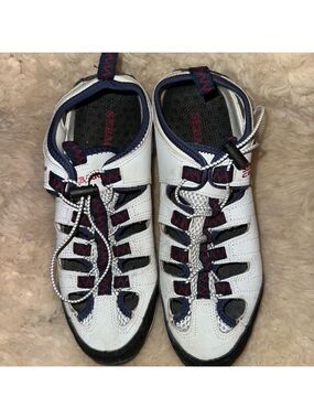 EUC Men's Size 8 1/2 Sebago C3 Cyphon Sea Fisherman Sandal White/Navy